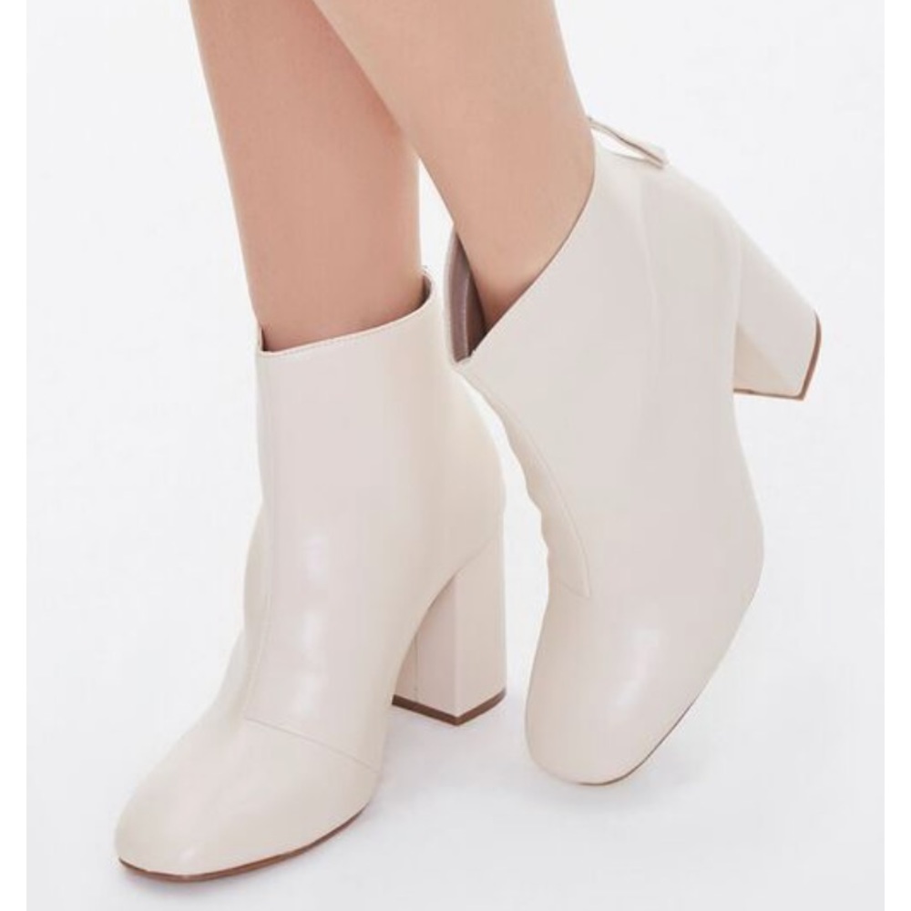 Forever 21 Faux Leather Block Heel Booties